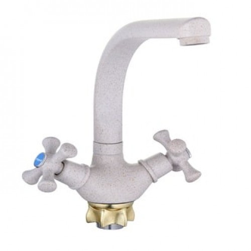 DTZ4-D827KS См-ль для кух.мойки с пов.изливом,кер.(1/2)180°, гайка (корона), песочный ZEGOR