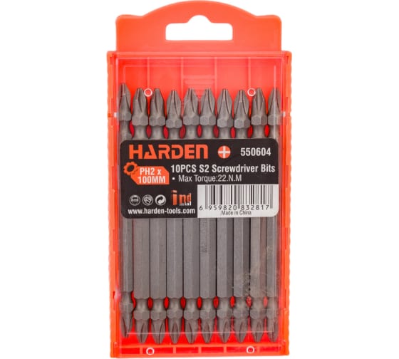 550604 Набор бит двусторонних закаленных Ph2x110, сталь S2, 10 шт.// HARDEN
