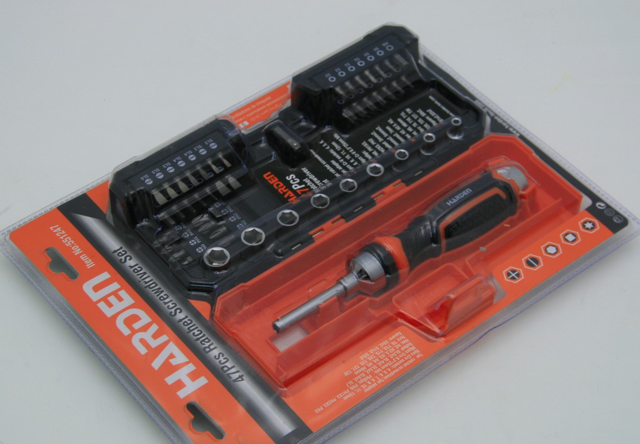 551247 Набор инструментов с трещоткой, битами и головками 47 предметов CRV// HARDEN