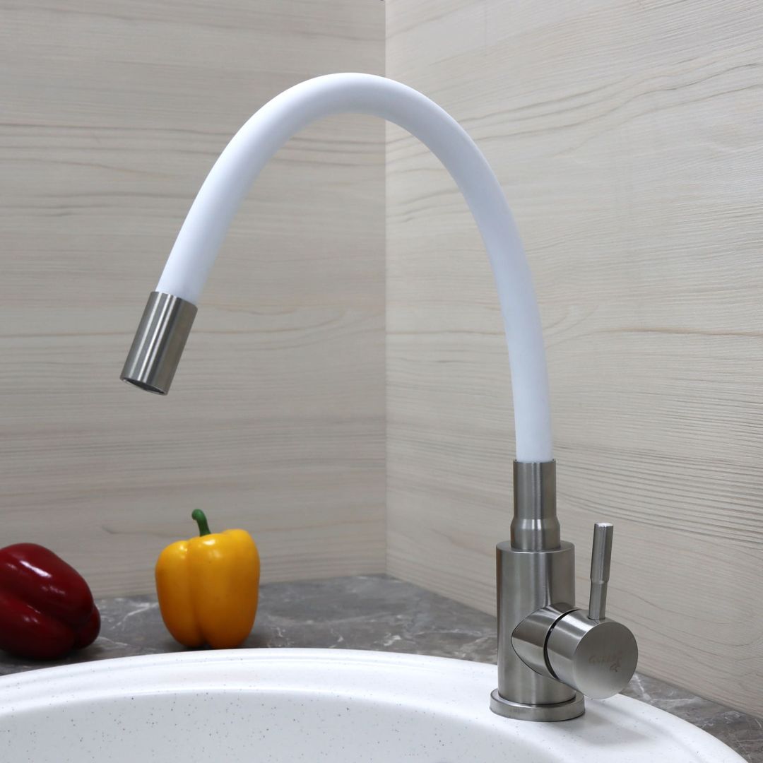 EZA4-F090KW см-ль для кух. мойки с рефлекторным изливом (БЕЛЫЙ) SOLONE