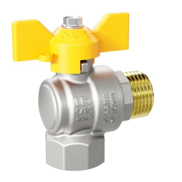 Кран шаровой латунный угловой LD Pride 47.15.B-Н.У.Б GAS Ду 15 Ру 40 бабочка