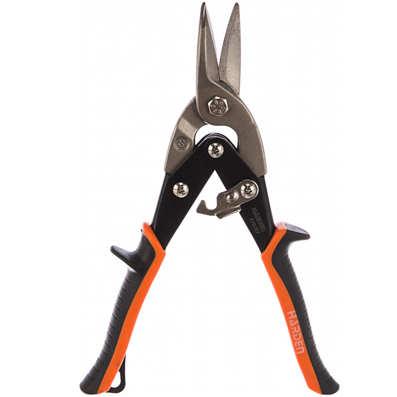 570107 Ножницы по металлу Мурена, 254 мм,прямые,CRV, двухкомп. рукоятка// HARDEN