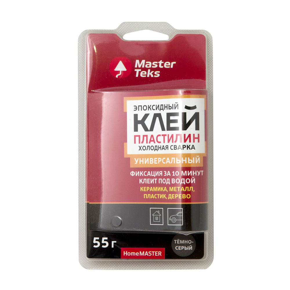 Клей-пластилин эпоксидный холодная сварка MasterTeks HomeMaster универсальный 55 гр темно-серый