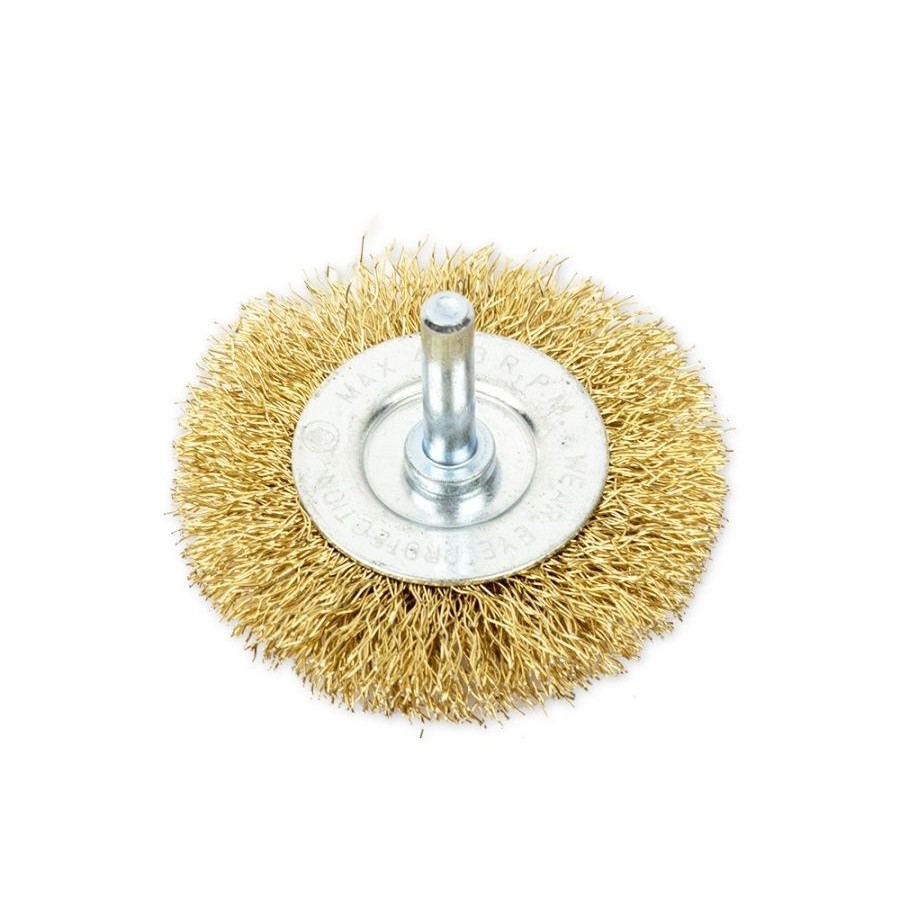 Щетка плоская для дрели 50 мм, латунир.волнистая  проволока "Hardcore"