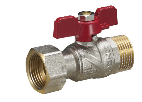 FUN11 Кран шаровый прямой латунный1/2 полнопроход. с накид.гайкой бабочка