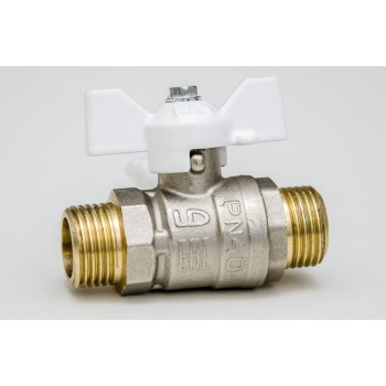 Кран шаровой латунный LD Pride 47.15.Н-Н.Б Ду 15 Ру 40 бабочка (20) (white) БЕЛАЯ РУЧКА