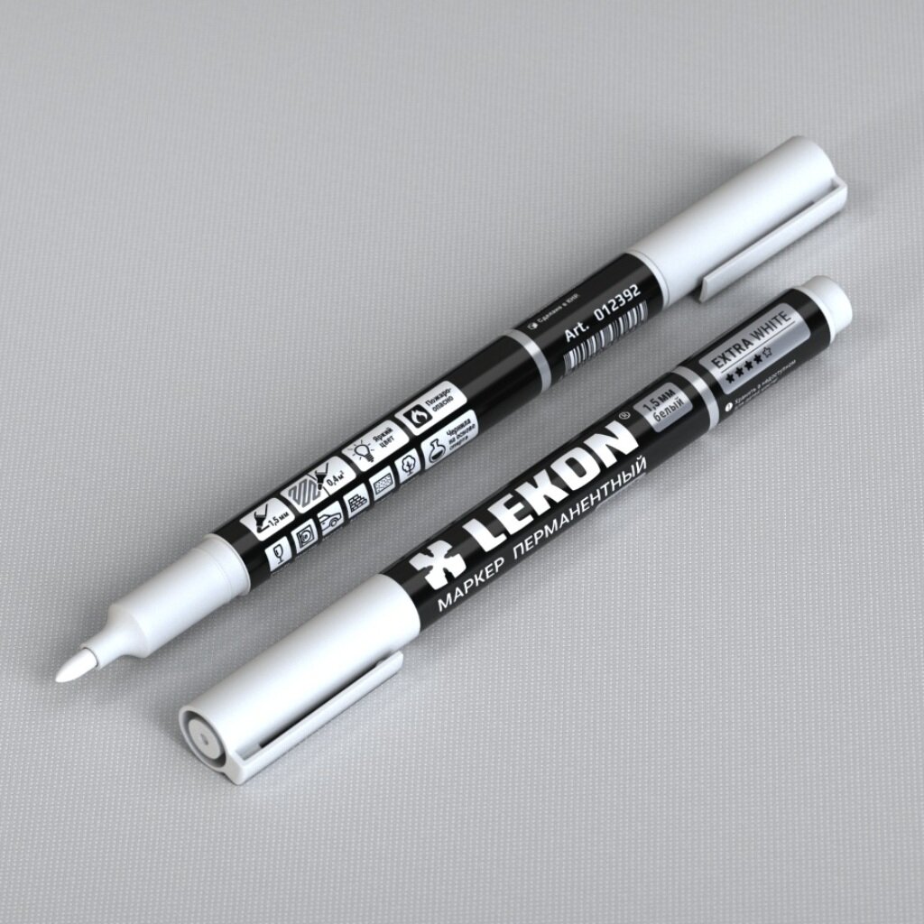 Маркер LEKON EXTRA WHITE  1,5 мм перманентный БЕЛЫЙ 12/144/2304 012392