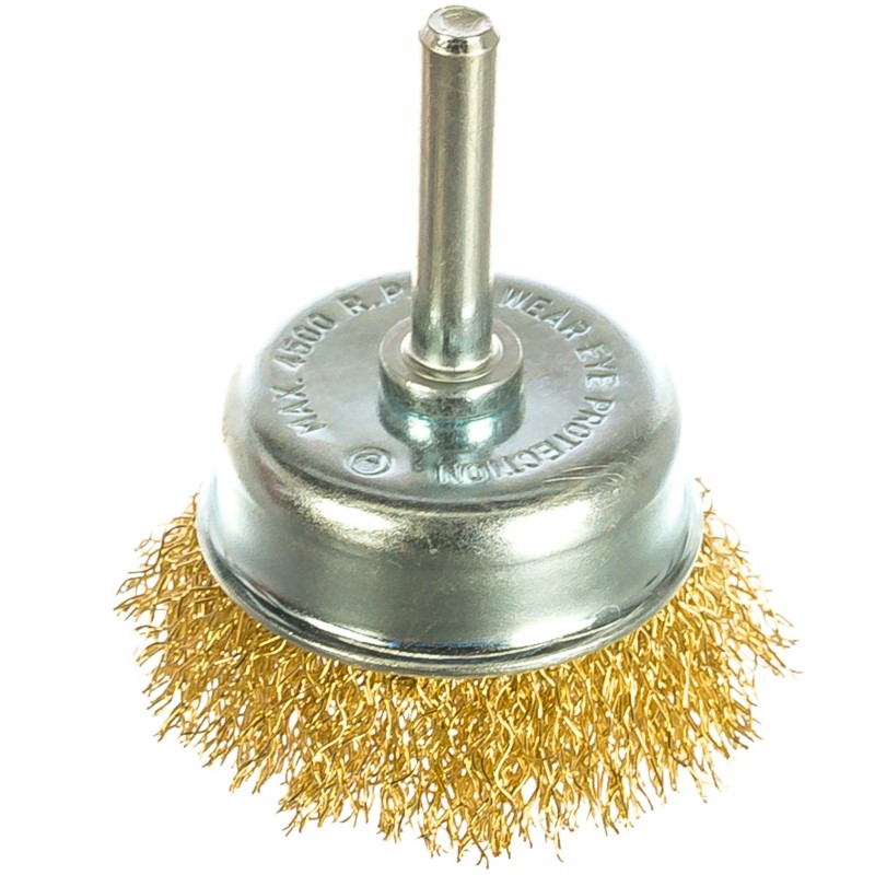 Щетка-чашка для дрели 50 мм,латунир. волнистая проволока "Hardcore"