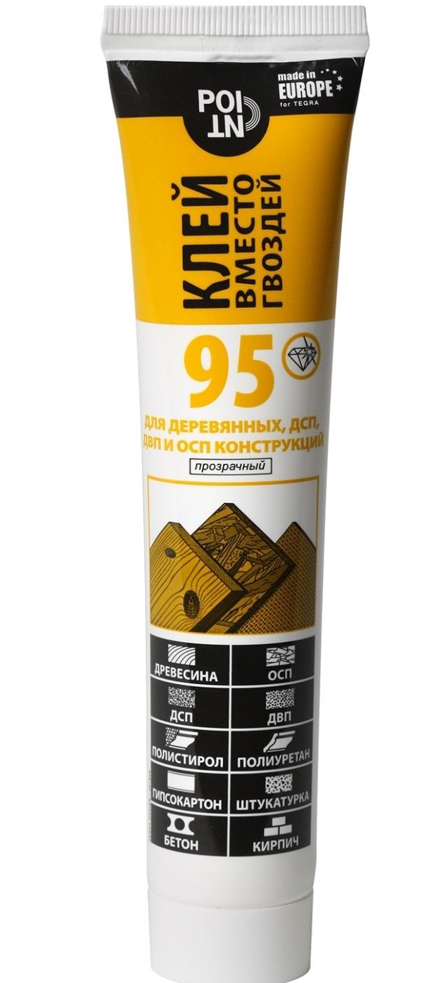 POINT 95 Клей вместо гвоздей на основе акриловой дисперсии, Glue POINT в шоу-боксе, 80 мл.