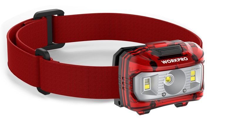 Фонарик налобный, светодиодный 80-300LM, WORKPRO  батарейки AAA WP353000