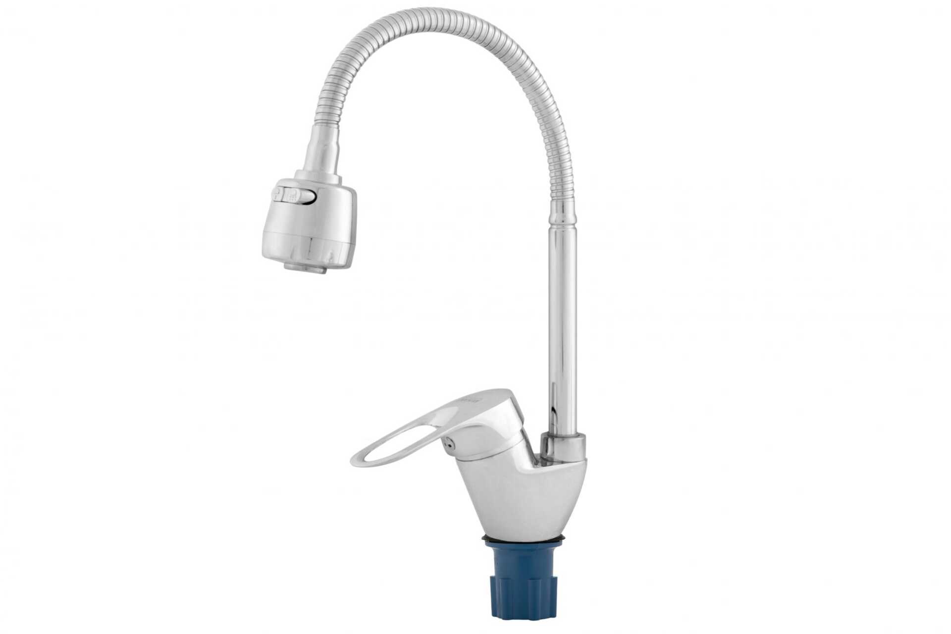 Смеситель кухня,латунь, хром,картридж D40,гайка 462-06 (гибкий гусак)