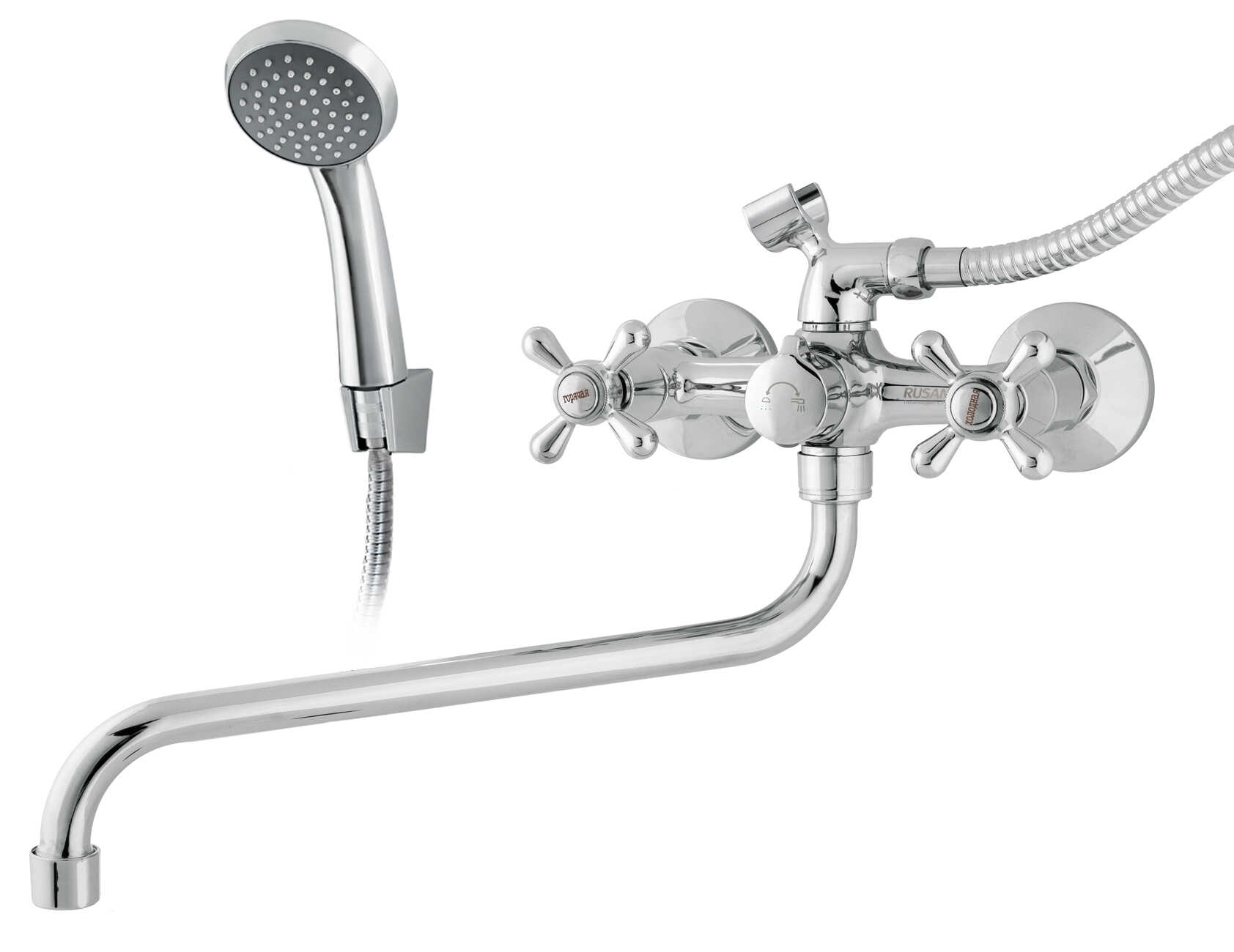 Смеситель ванна,латунь,хром,картридж D 22,излив 30 см.круглый 10-86